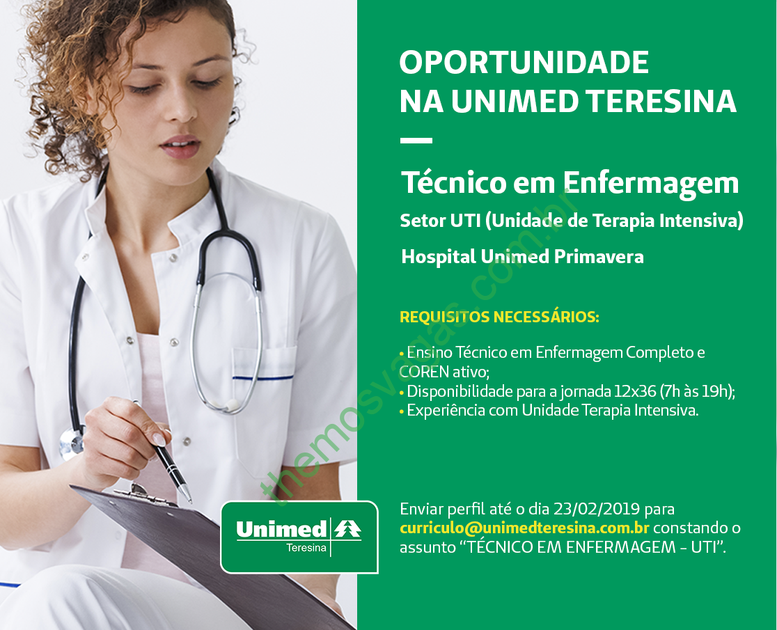 Técnico em Enfermagem UTI na Unimed em Teresina PI Themos Vagas