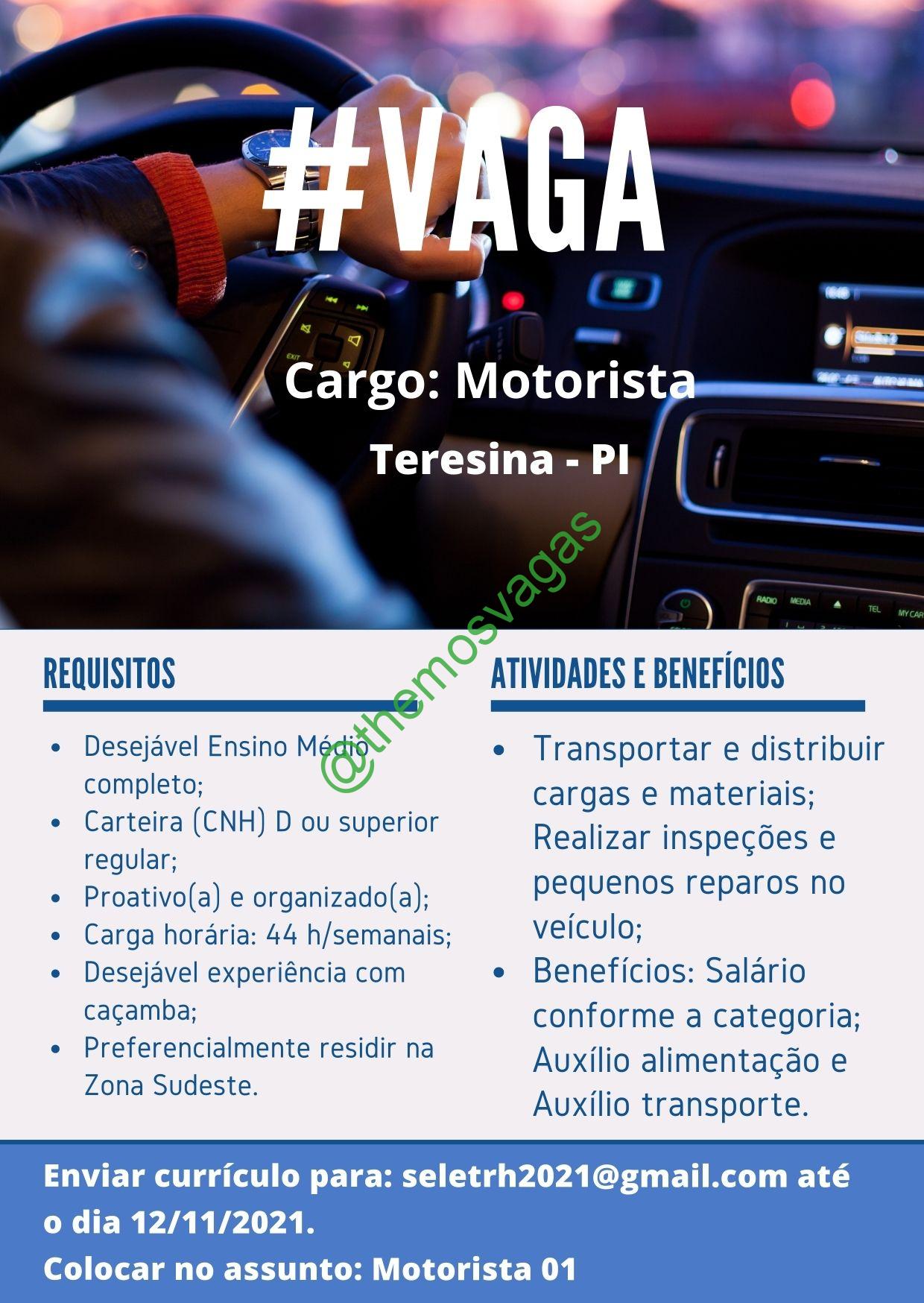 Motorista Teresina PI 01 Vaga S Themos Vagas Empregos E