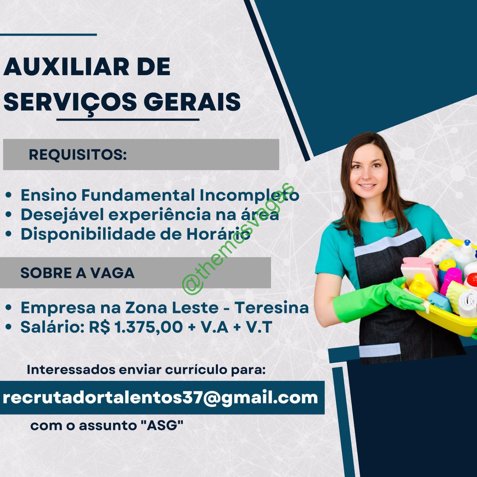 Auxiliar De Servi Os Gerais Teresina Pi Vaga S Themos Vagas