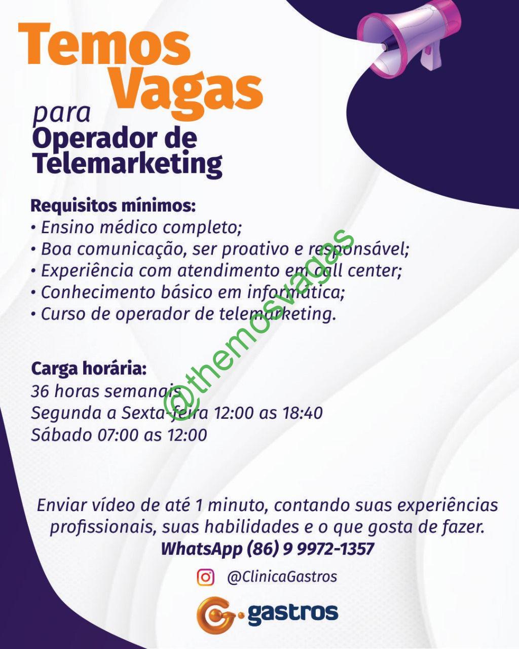 Operador De Telemarketing Teresina PI 01 Vaga S Themos Vagas