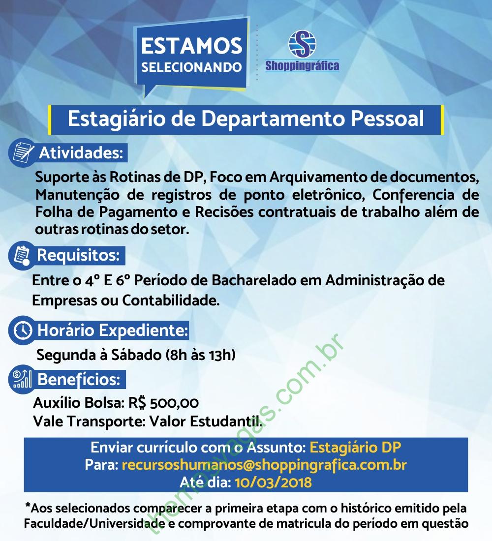 Oportunidade de estágio para Ciências Contábeis