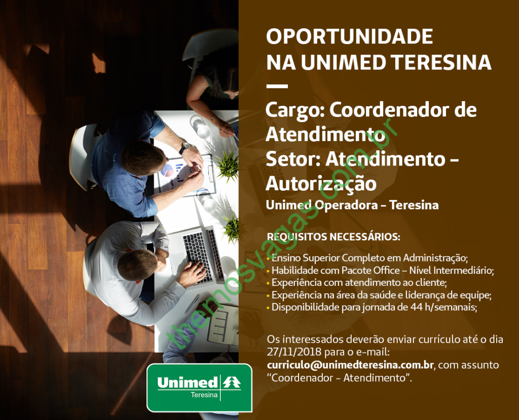 Emprego Para Coordenador De Atendimento Na Unimed Em Teresina Pi Themos Vagas Empregos E 0043