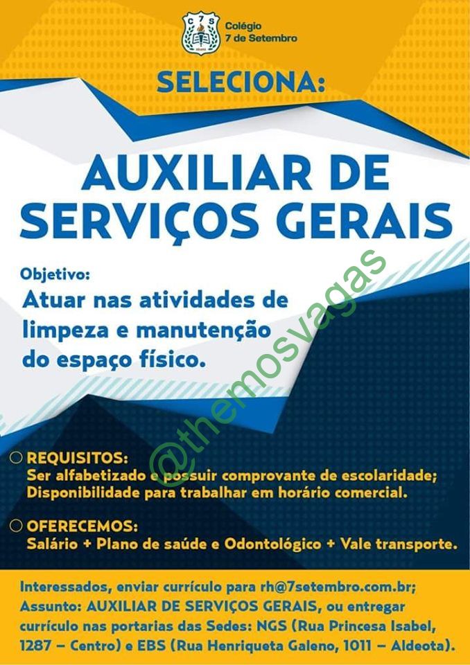 Auxiliar De Serviços Gerais 01 Vagas Fortaleza Ce Themos Vagas Empregos E 3489