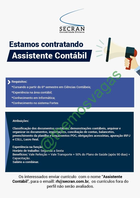 Time Control Contabilidade - ⚠ Vaga para Assistente Financeiro