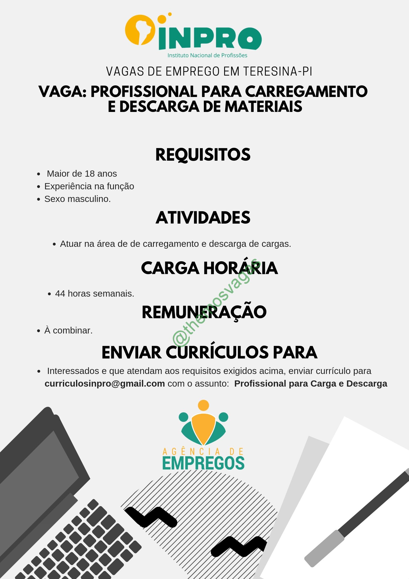 Carga e Descarga / 01 vaga(s) / Teresina PI Themos Vagas Empregos