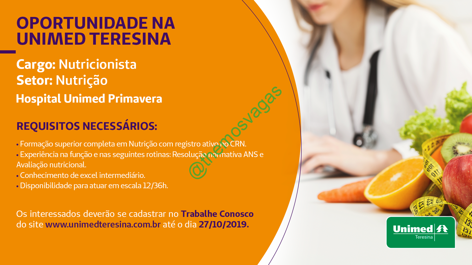 Nutricionista / 01 vaga(s) / Teresina PI Themos Vagas Empregos e