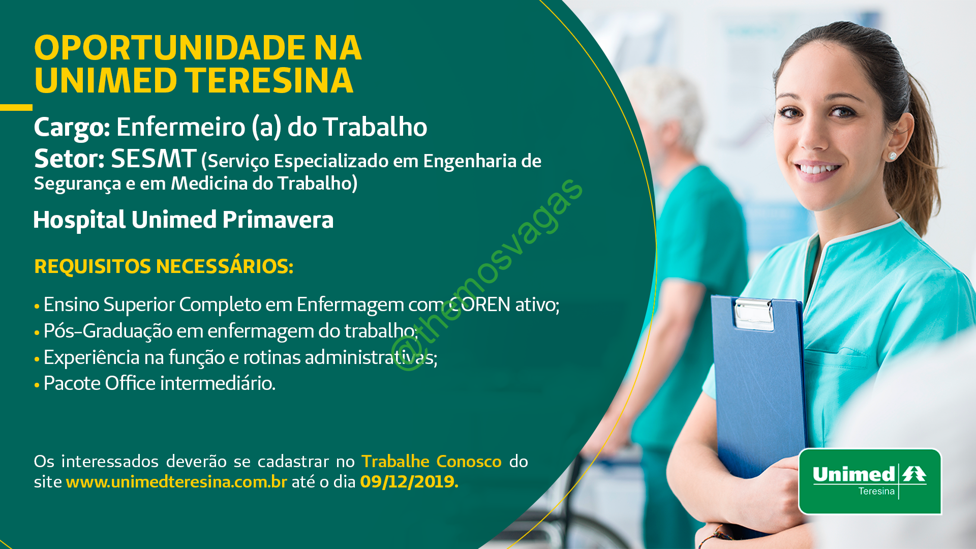 Enfermeiroa Do Trabalho 01 Vagas Teresina Pi Themos Vagas Empregos E 5665