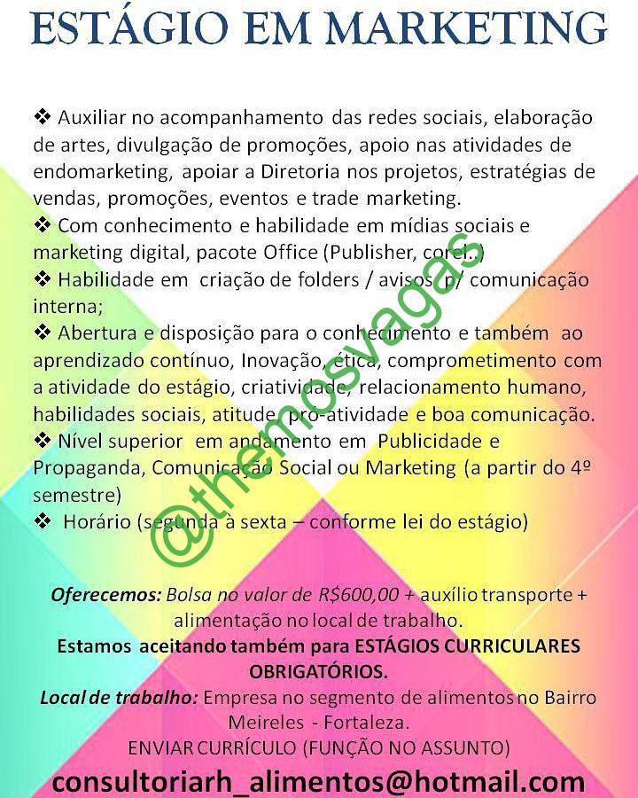 Estágio em Marketing / 01 vaga(s) / Fortaleza - CE ...