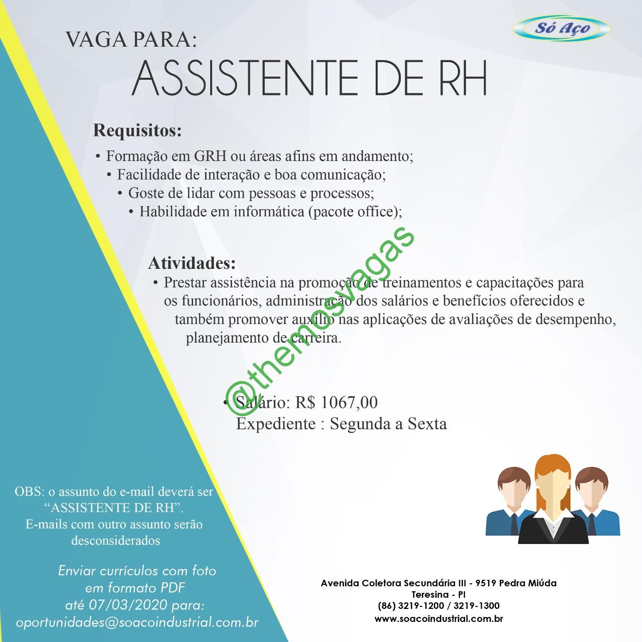 Vaga de Emprego de Assistente de Recursos Humanos, Campinas / SP