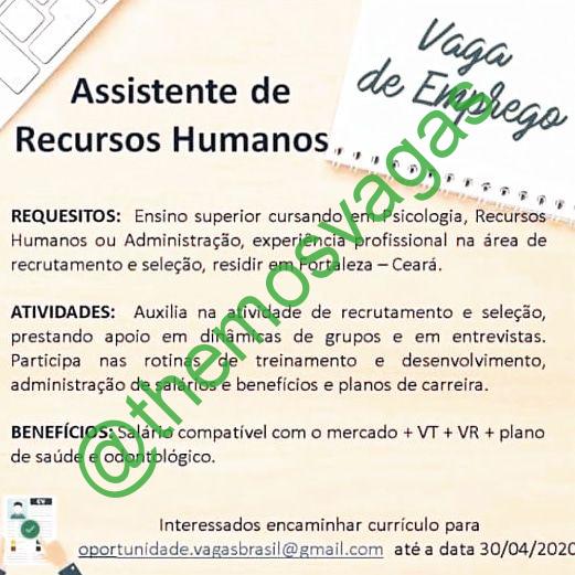 Vaga Assistente de RH em Fortaleza/Ce