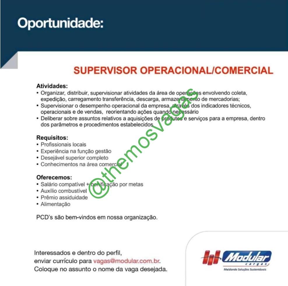 Supervisor Operacional Comercial / 01 vaga(s) / Natal – RN | Themos Vagas |  Empregos e EstágiosThemos Vagas | Empregos e Estágios