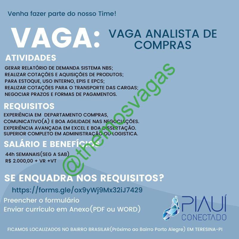 Analista de Compras / 01 vaga(s) / Teresina – PI | Themos Vagas ...