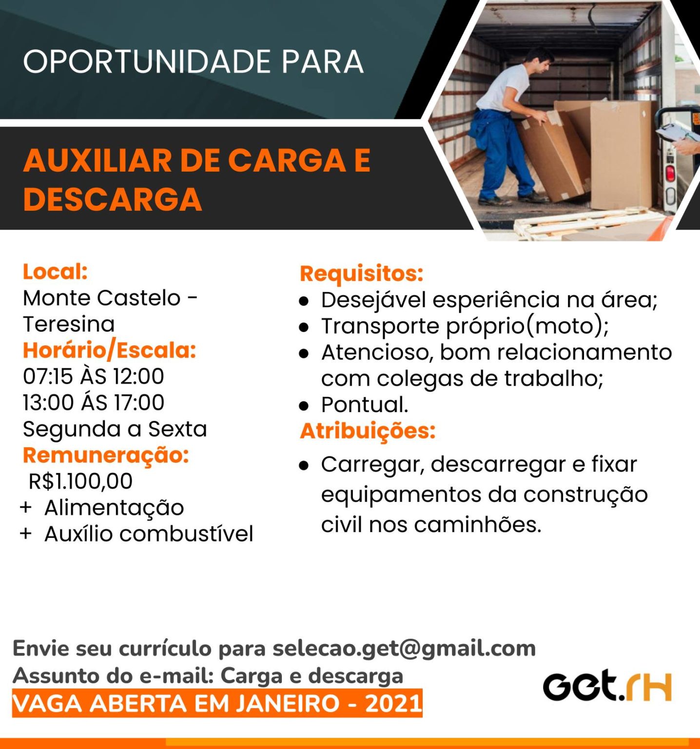 Aux Carga e Descarga Teresina PI 01 vaga(s) Themos Vagas