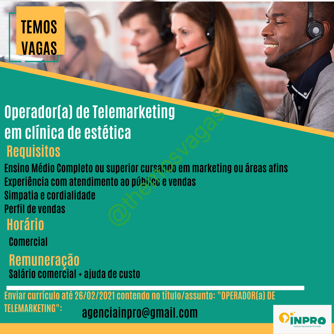 Operador(a) De Telemarketing | Teresina – PI | 01 Vaga(s) | Themos ...