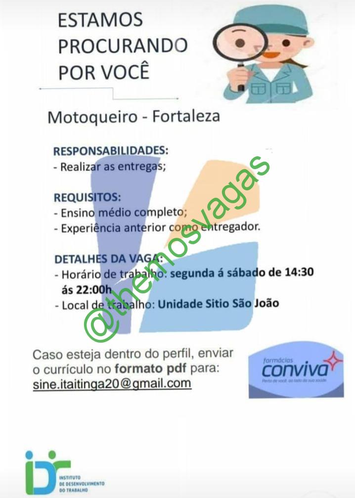 Vagas motoqueiros - Vagas de emprego - Montese, Fortaleza