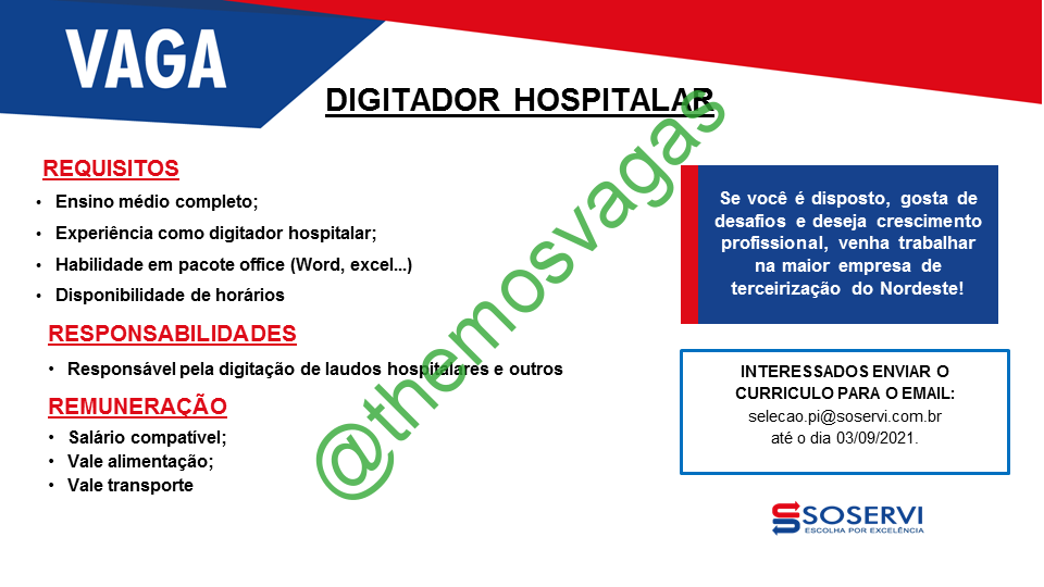 Digitador, Teresina – PI, 01 vaga(s), Themos Vagas, Empregos e  EstágiosThemos Vagas