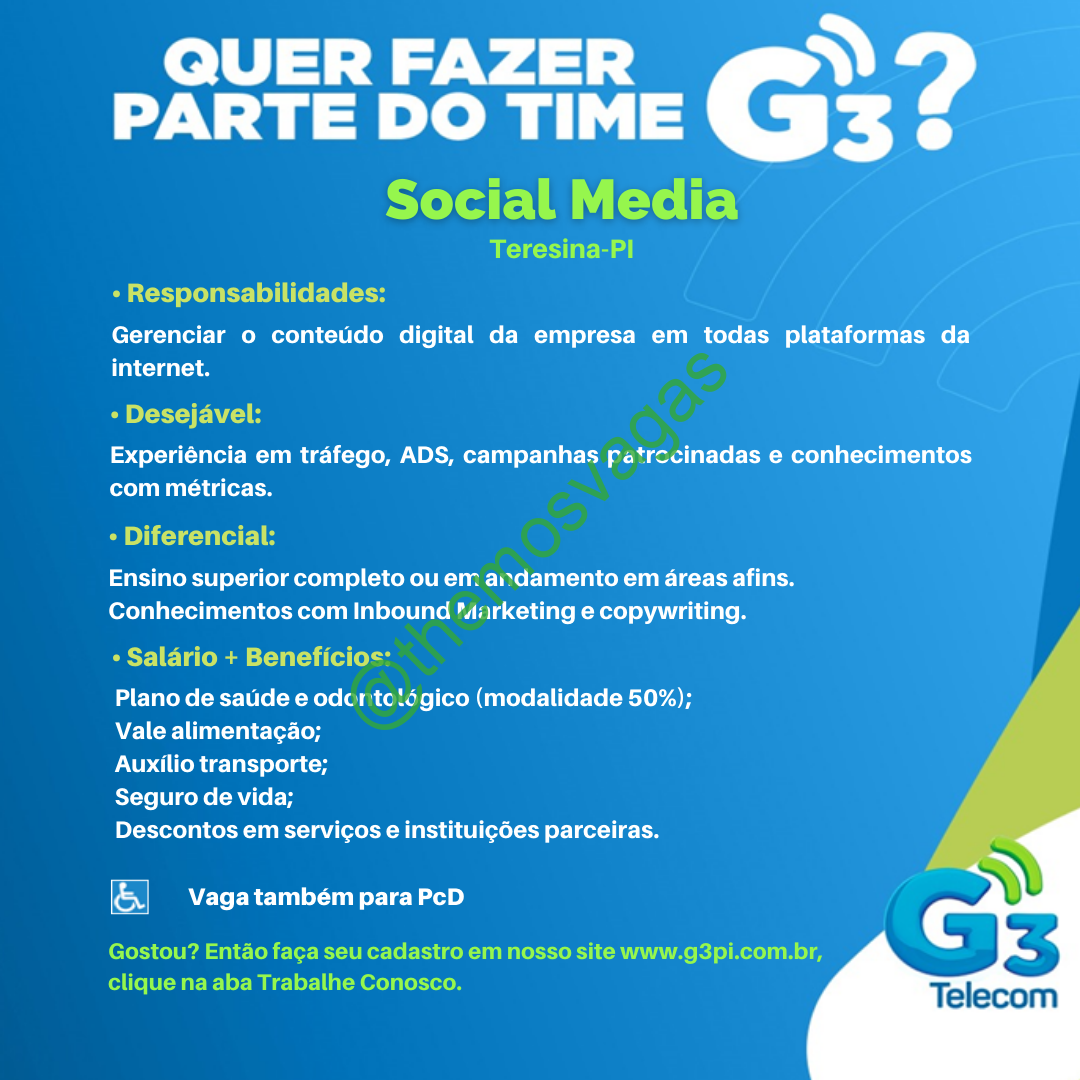 Social Media Teresina Pi 01 Vaga S Themos Vagas Empregos E Estágiosthemos Vagas