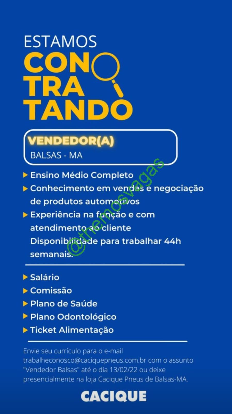 Vendedor(a) na Cacique Pneus Teresina – Portal de Empregos no Piauí