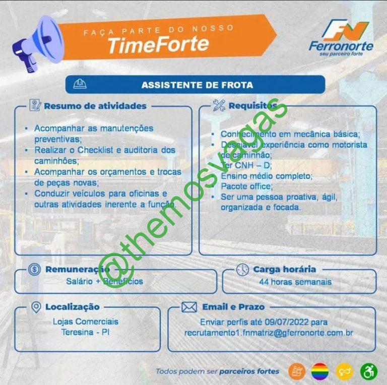 Assistente De Frota Teresina PI 01 Vaga s Themos Vagas 
