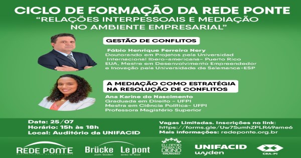 Rede Ponte convida empresários para a palestra “Relações Interpessoais e a Mediação no Ambiente Empresarial”