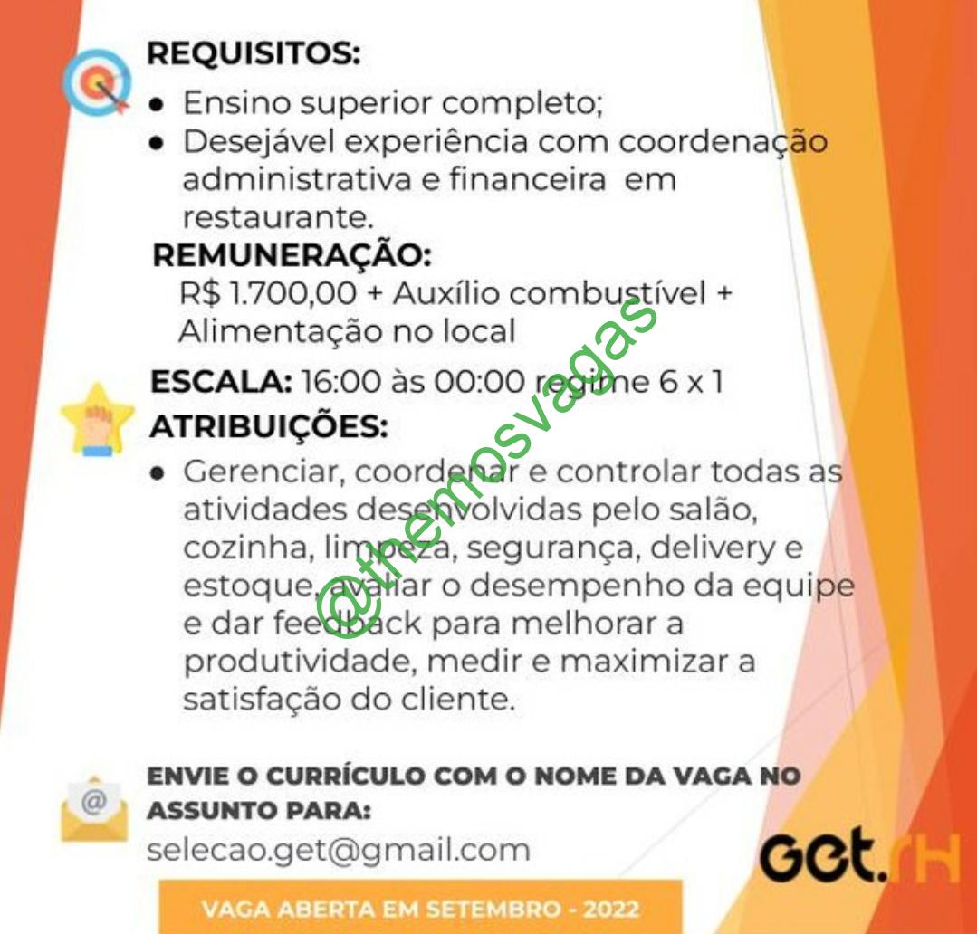 Emprego em Restaurante, Timon – MA, 02 vaga(s), Themos Vagas, Empregos  e EstágiosThemos Vagas