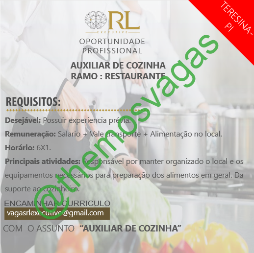 Auxiliar de Cozinha, Teresina – PI, 01 vaga(s), Themos Vagas, Empregos  e EstágiosThemos Vagas