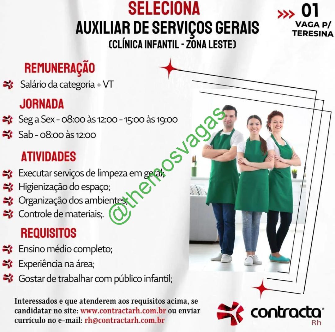 Auxiliar de Serviços Gerais | Teresina – PI | 01 vaga(s) | Themos Vagas |  Empregos e EstágiosThemos Vagas | Empregos e Estágios