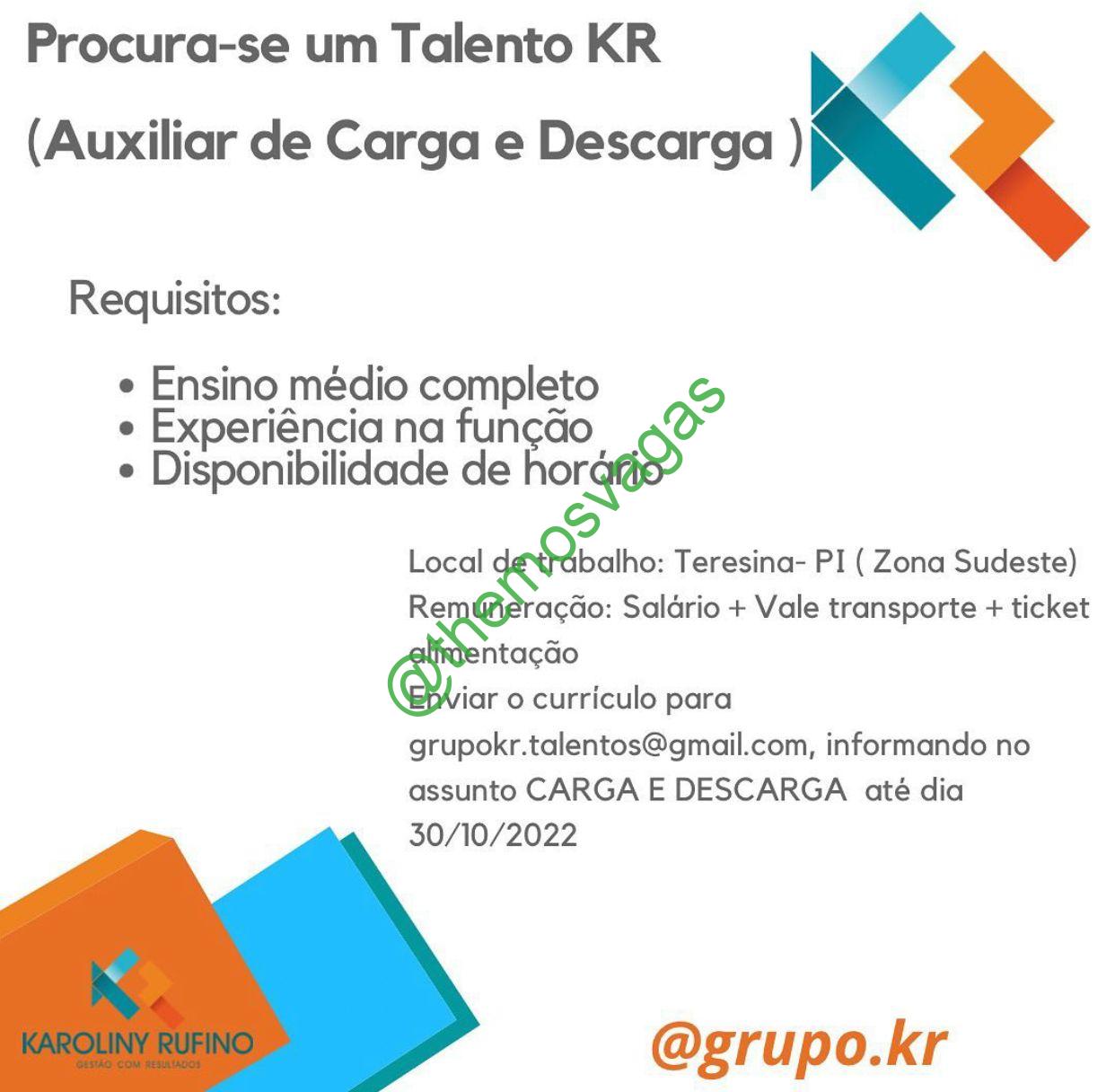 Auxiliar de Carga e Descarga Teresina PI 01 vaga(s) Themos