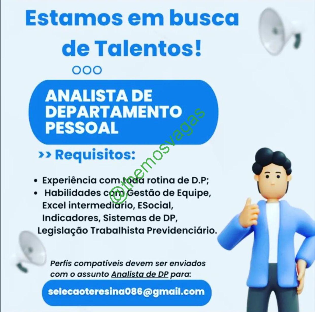 Analista De Departamento Pessoal Teresina Pi 01 Vagas Themos Vagas Empregos E 9554