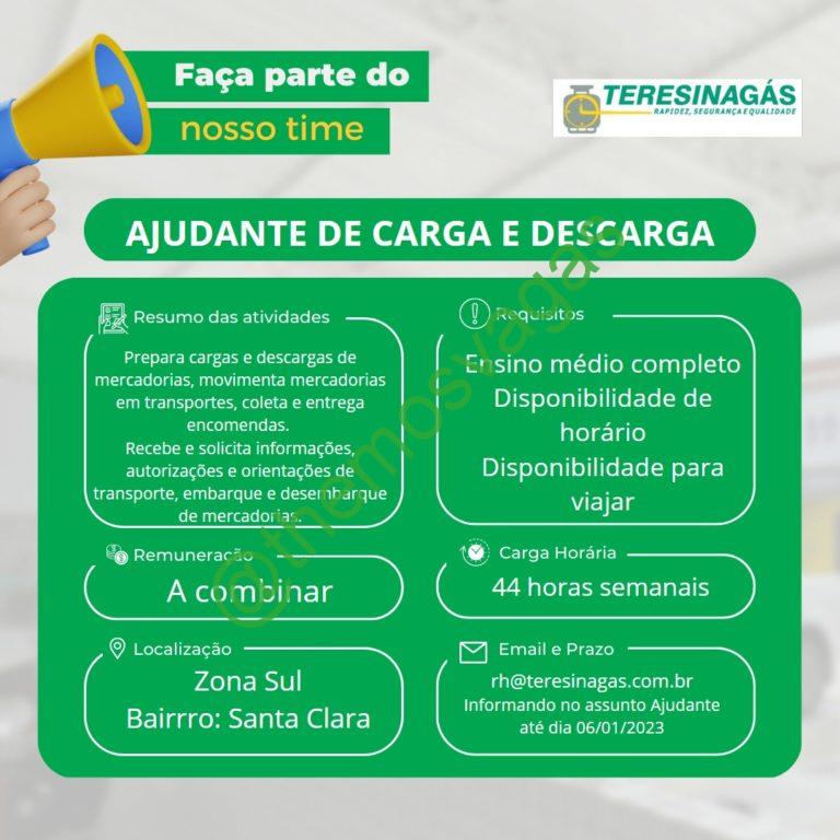 Ajudante de Carga e Descarga Teresina PI 01 vaga(s) Themos