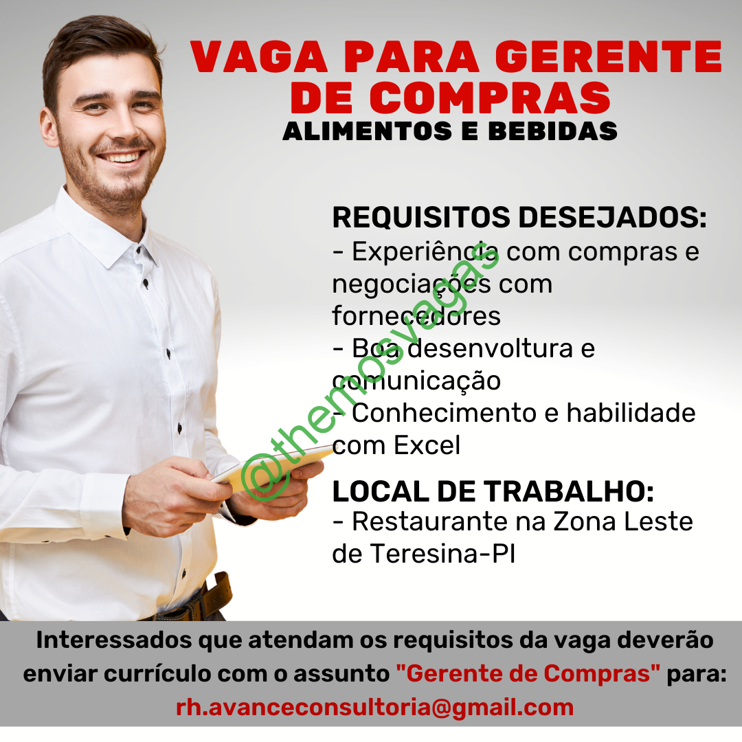 Gerente De Compras Teresina Pi 01 Vagas Themos Vagas Empregos E Estágiosthemos Vagas 2584