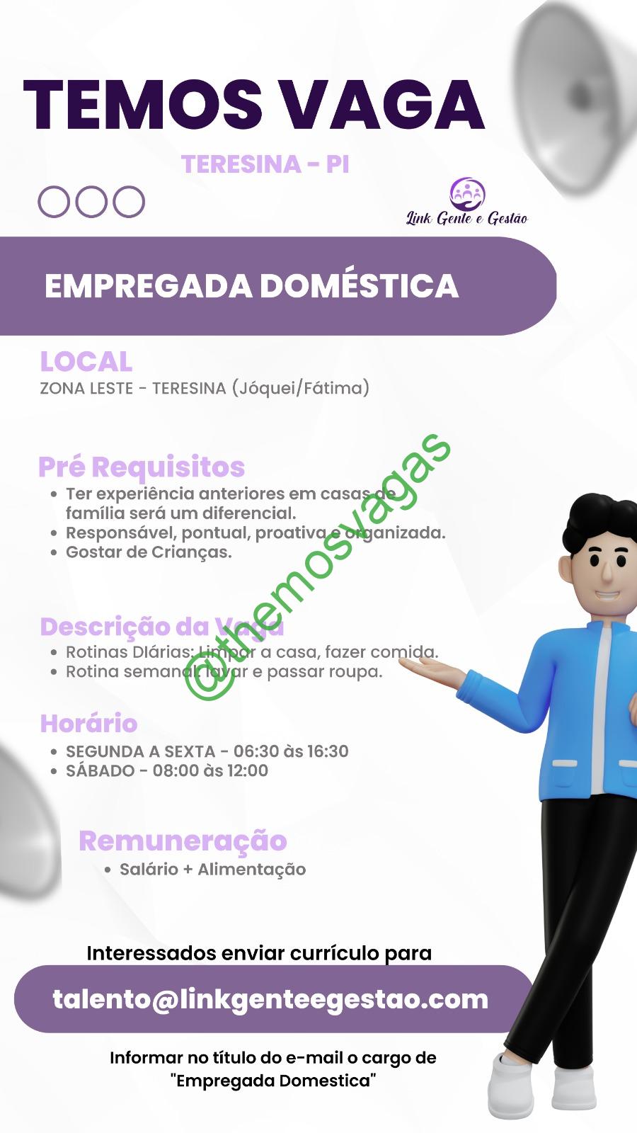 Empregada Doméstica Teresina – Pi 01 Vaga S Themos Vagas