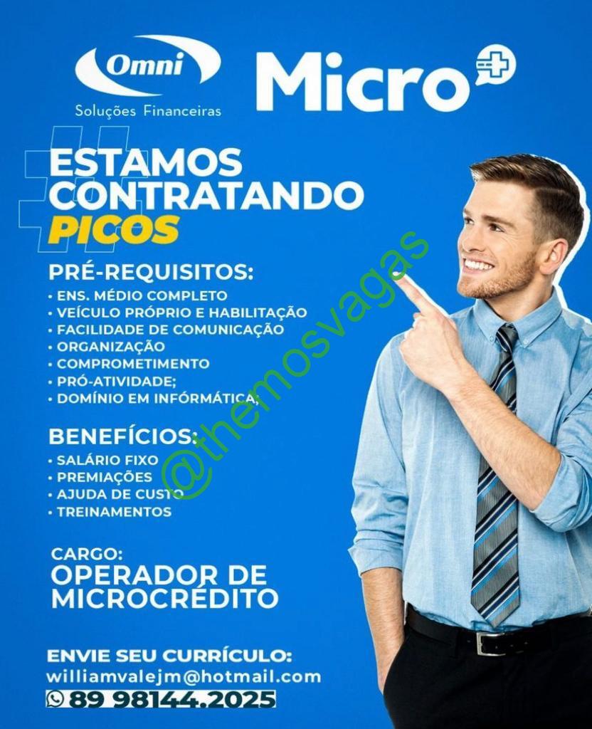 Operador De Microcrédito Picos Pi 01 Vagas Themos Vagas Empregos E Estágiosthemos 9578