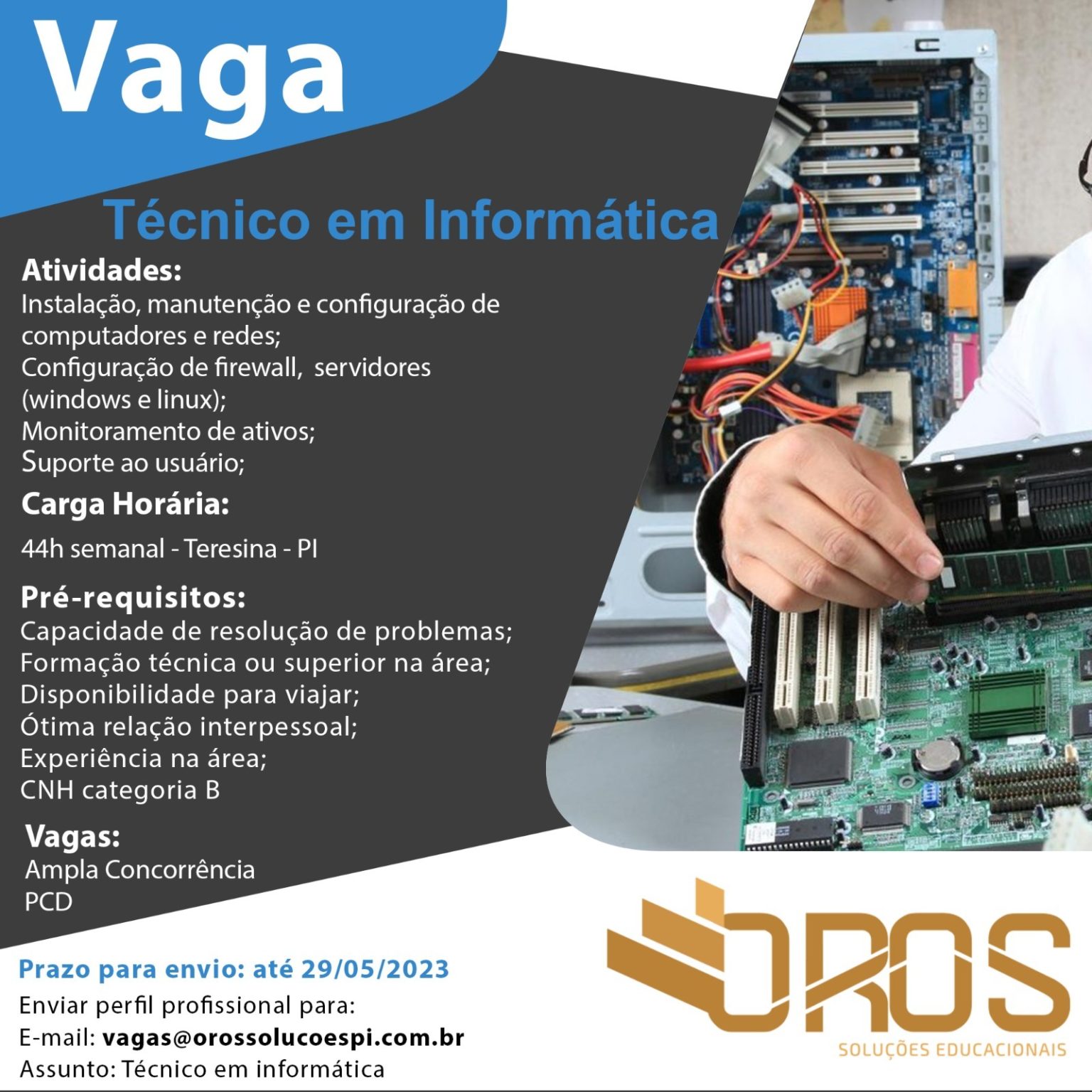 Técnico Em Informática Teresina Pi 01 Vagas Themos Vagas Empregos E Estágiosthemos 3015