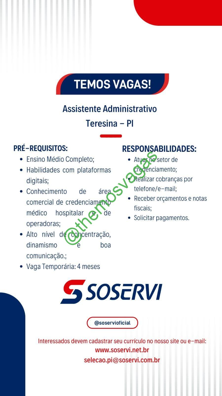 Assistente Administrativo | Teresina – PI | 01 Vaga(s) | Themos Vagas ...